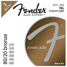 Fender 80/20 Bronze Acoustic Strings, .012-.052 Gauges, 3-Pack