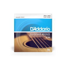 D'Addario EJ16 Phosphor Bronze Light Acoustic Guitar Strings 12-53