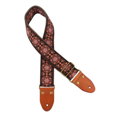 Gaucho Authentic Deluxe Series guitarstrap, leather slips with pins, brass buckle, suede backing, bl/pk