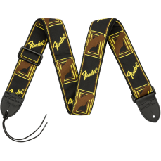 Fender2" Monogrammed Strap, Black/Yellow/Brown