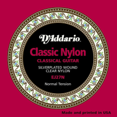 D'Addario EJ27N Silverplated Wound Clear Nylon Normal Tension