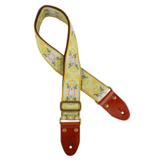 Gaucho Authentic Deluxe Series guitarstrap, leather slips with pins, brass buckle, suede backing, yw/gr