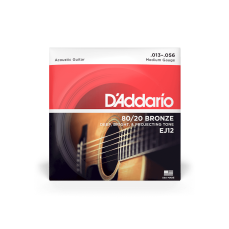 D'Addario EJ12 Medium, 80/20 Bronze Acoustic Guitar Strings 13-56