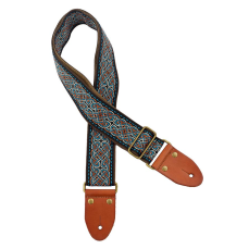 Gaucho Authentic Deluxe Series guitarstrap, leather slips with pins, brass buckle, suede backing, bk/bu