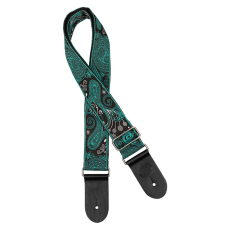 Gaucho Guitarstrap, 2” jacquard weave, multi colours turquoise