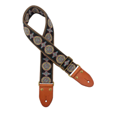 Gaucho Authentic Deluxe Series guitarstrap, leather slips with pins, brass buckle, suede backing, bk/bu/rd