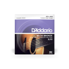 D'Addario EJ13 Custom Light, 80/20 Bronze Acoustic Guitar Strings 11-52