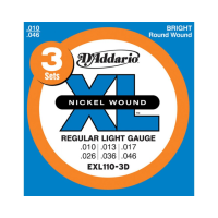 D'Addario EXL110 3pack Nickel Wound Regular Light 10-46