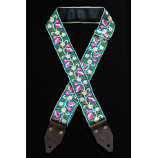 Holy Cow Custom Deep Green Pink Flower Strap